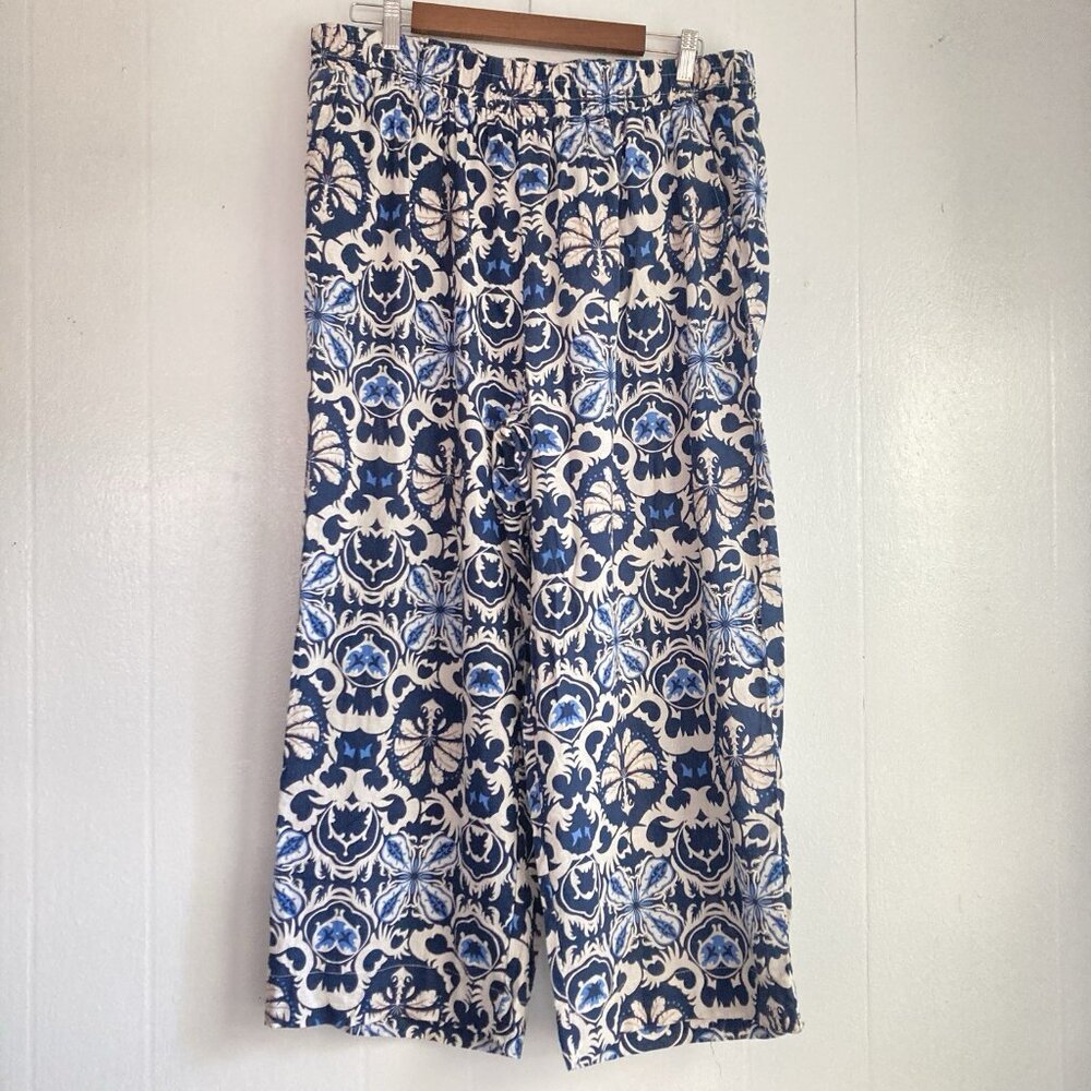 Rachel Zoe Wide Leg Pants Beachy Geometric Print Flowy Pull On NWOT Plus Sz 1X